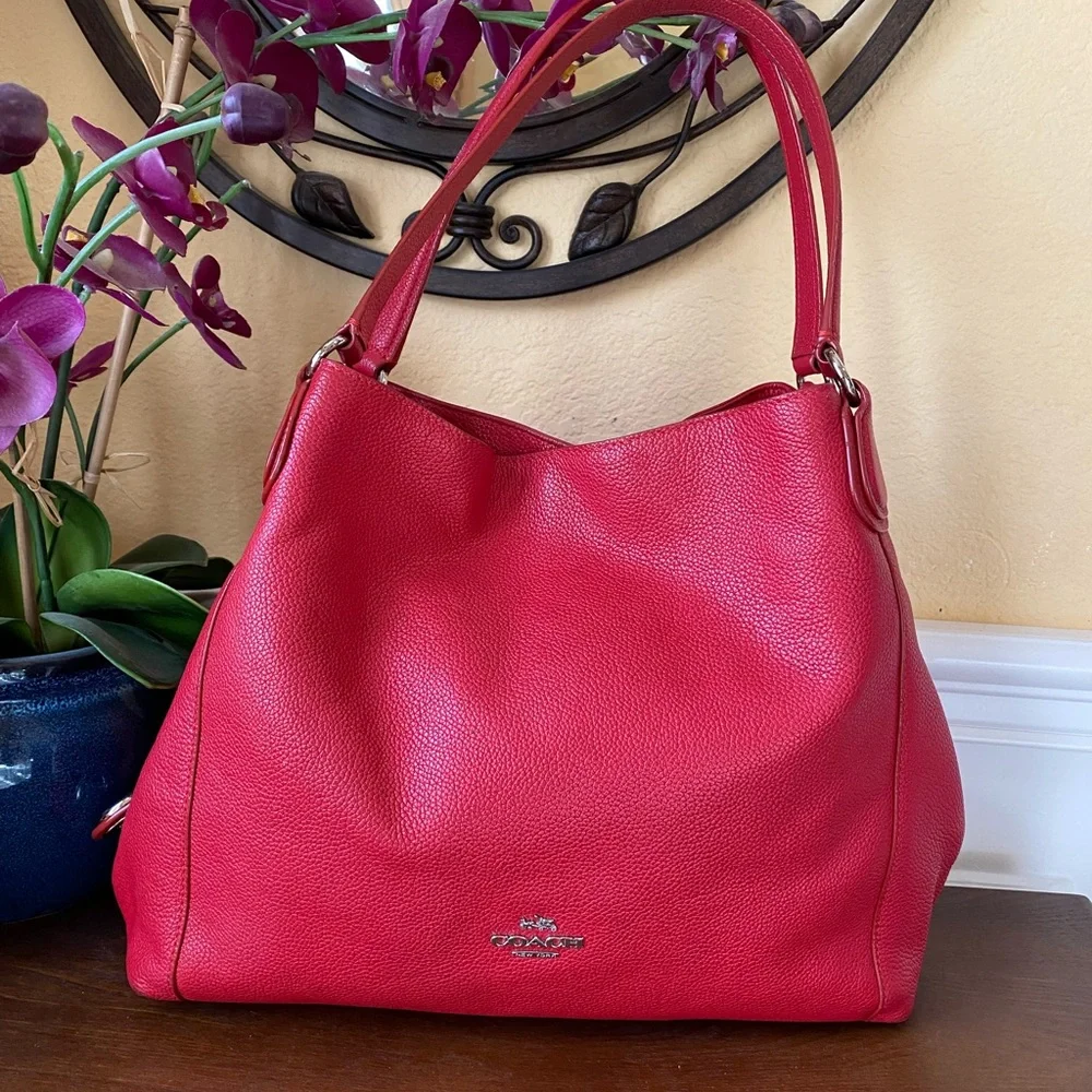 Coach | Bags | Coach Shoulder Bag In Red Pebble Leather | Poshmark